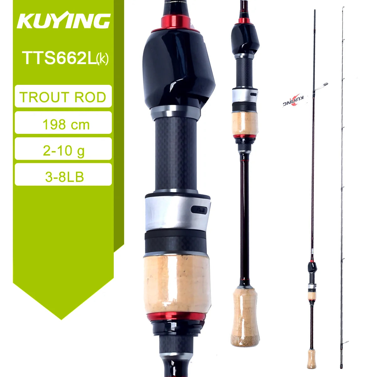 Kuying Teton Two Piece Carbon Casting And Spinning Fishing Rod