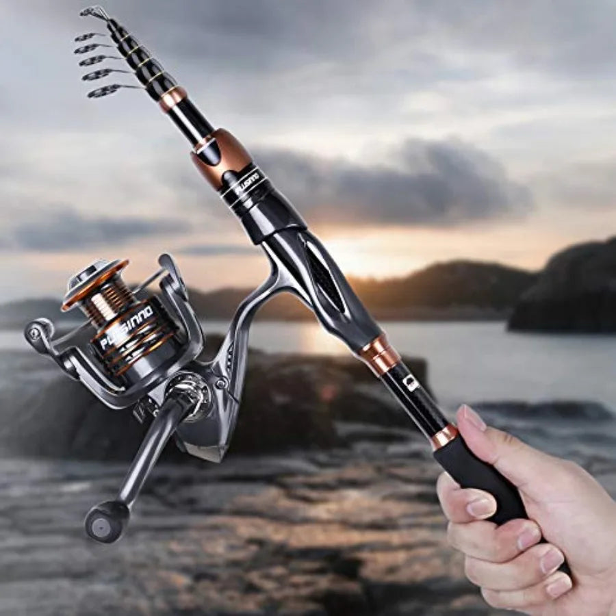 Fishing Rod And Reel Combo Bronze Warrior Toray IM6 Telescopic