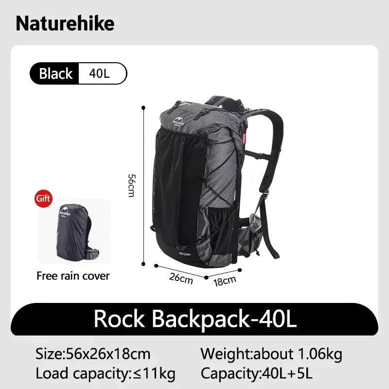 Naturehike Rock Outdoor Backpack Large Capacity Rain Cover Hiking Bag