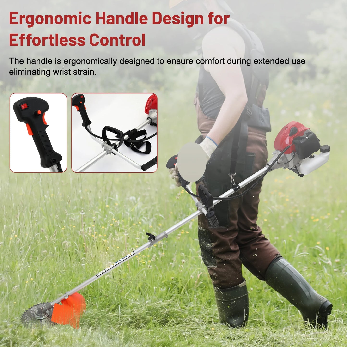 52cc 2Stroke Gasoline Lawn Mower 3In1 System Pro Tool