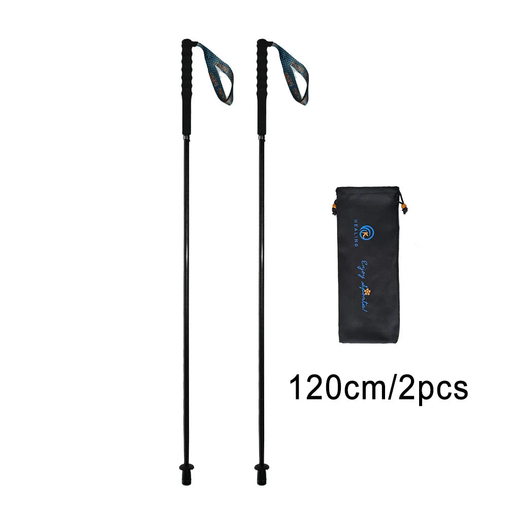 OKHEALING Trekking Poles Carbon Fiber Folding Hiking Sticks