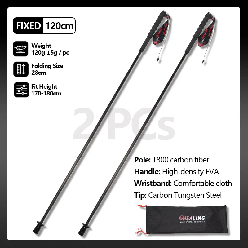 OKHEALING Ultralight Carbon Fiber Trekking Poles Foldable Hiking Poles