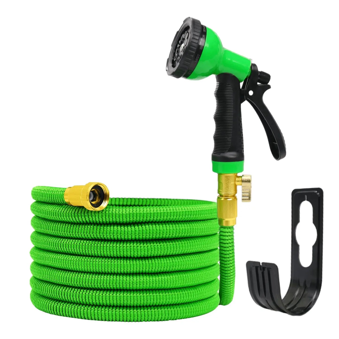 Expandable Garden Hose With Holder And 10 Pattern Spray Nozzle