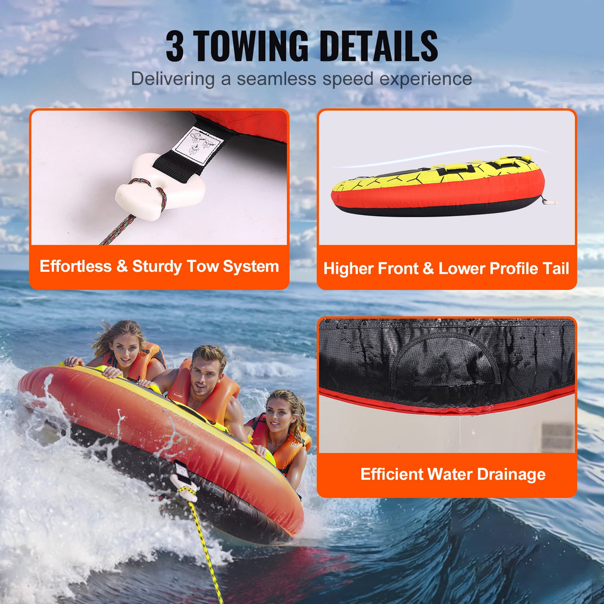 SucceBuy Inflatable Towable Tube For Boating Water Sports