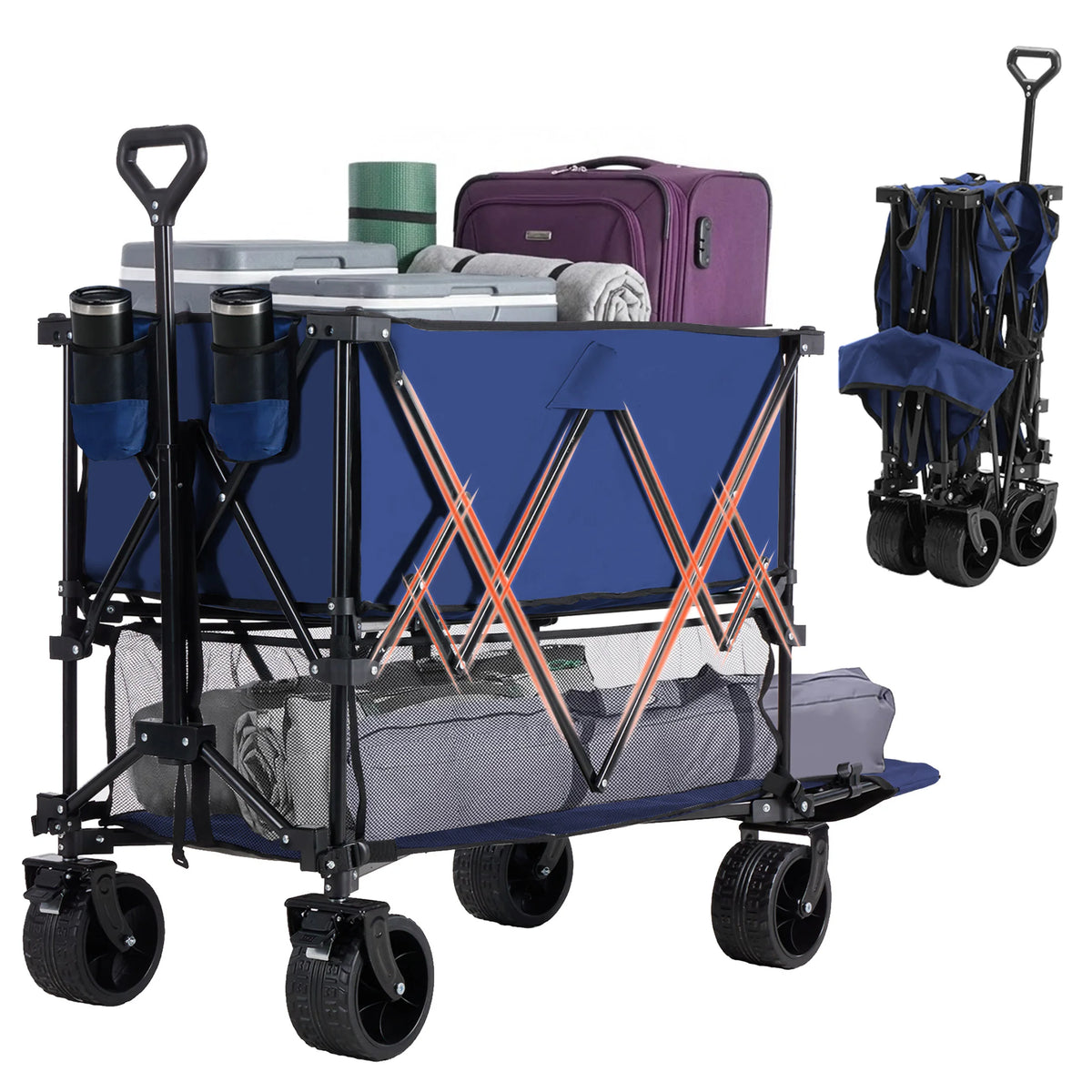 JHK Outdoor Double Decker Wagon Cart 440 Lb Capacity