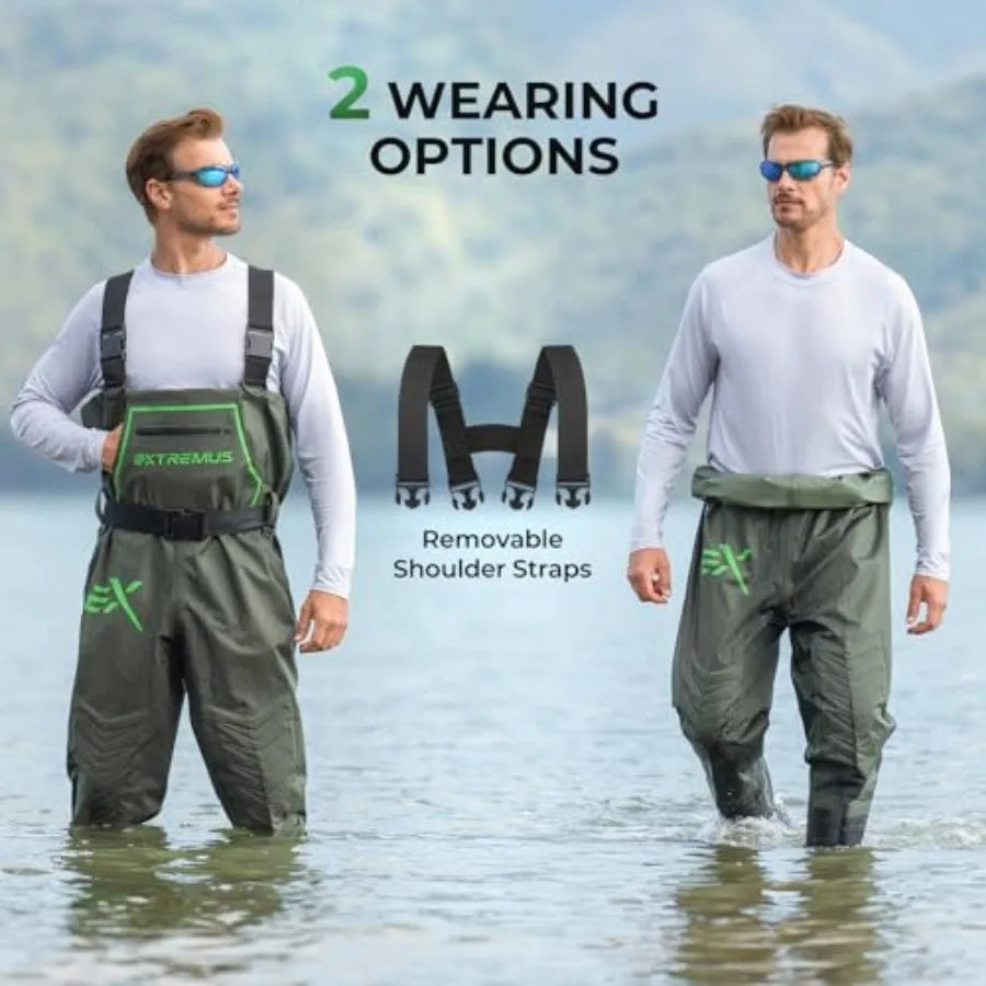 Men's Fishing Waders PVC Chest Waders With Slip Resistant Boots
