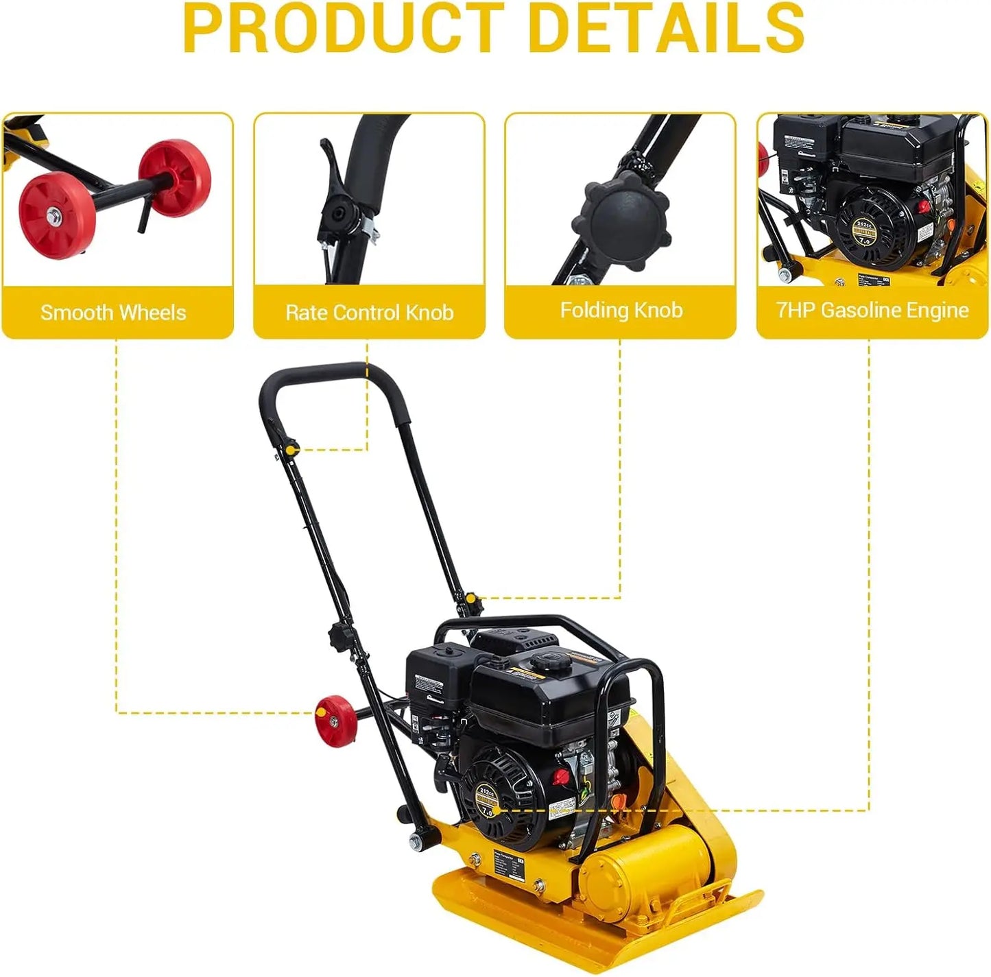 TWISTER.CK Plate Compactor 7HP 212cc Gas Engine 5600VPM 4200Lbf