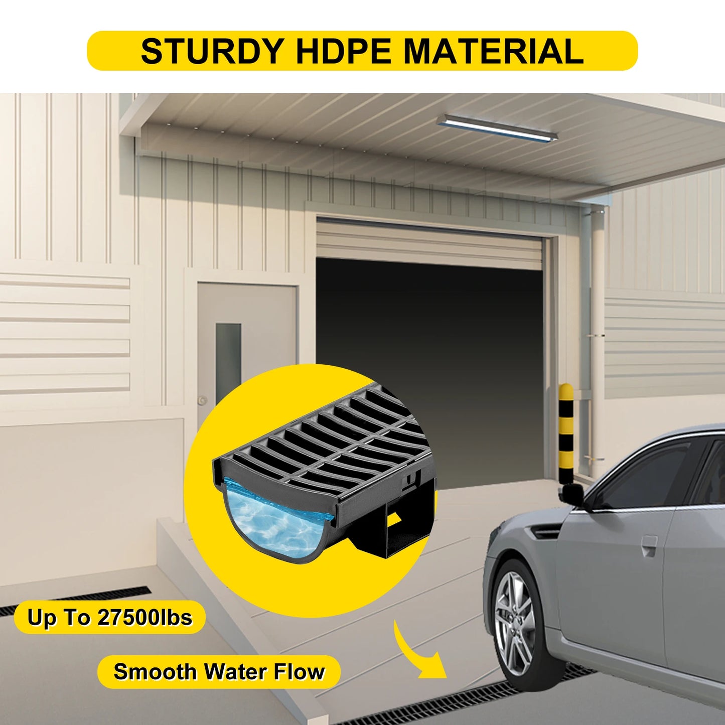 HDPE Drainage Trench Channel Drain With Plastic Grate For Driveway