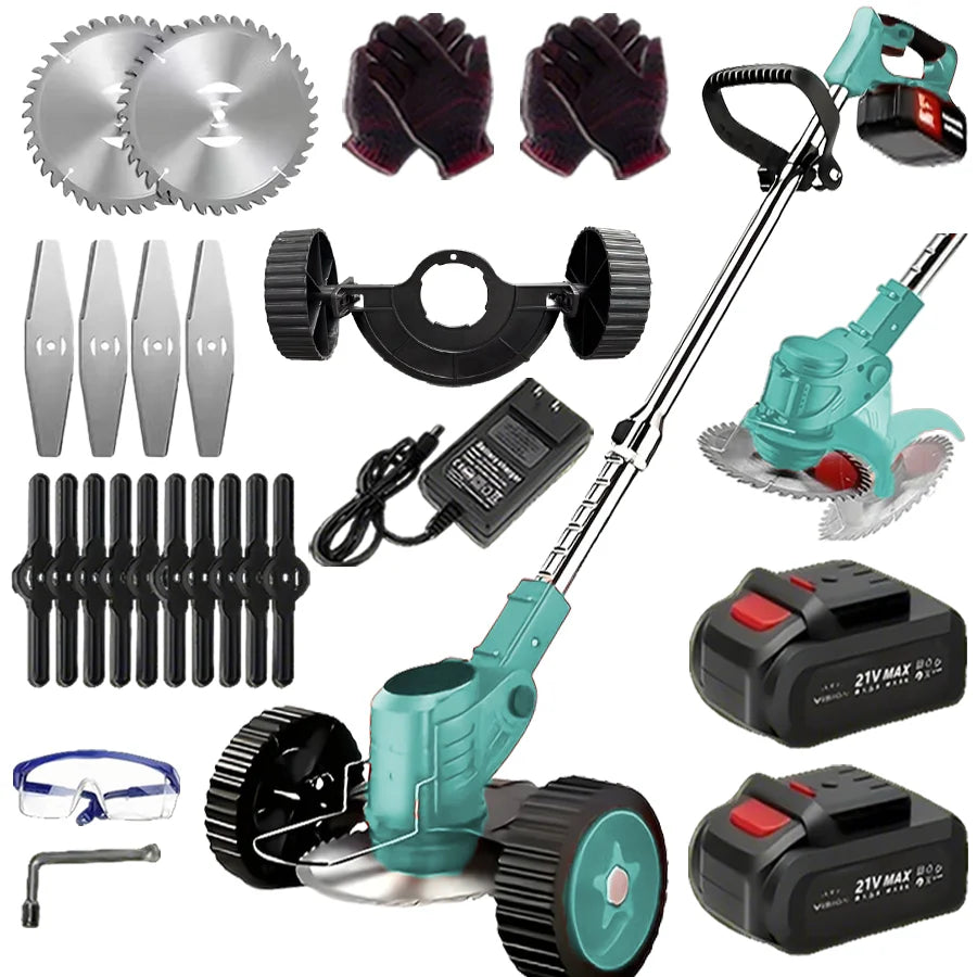 Portable Cordless Electric Lawn Mower Weeder With Lithium Batteries And 3 Blades