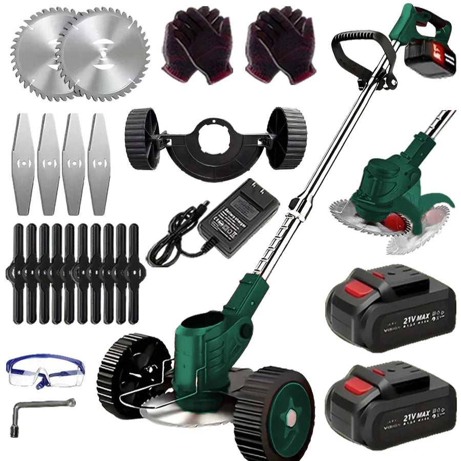 Portable Cordless Electric Lawn Mower Weeder With Lithium Batteries And 3 Blades
