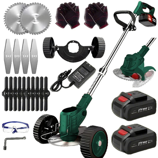 Portable Cordless Electric Lawn Mower Weeder With Lithium Batteries And 3 Blades
