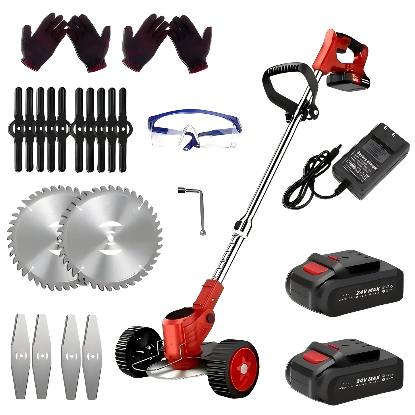 Portable Cordless Electric Lawn Mower Weeder With Lithium Batteries And 3 Blades