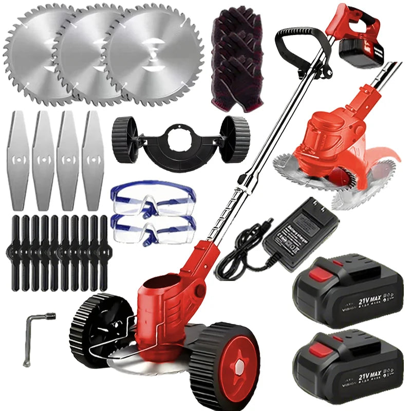 Portable Cordless Electric Lawn Mower Weeder With Lithium Batteries And 3 Blades