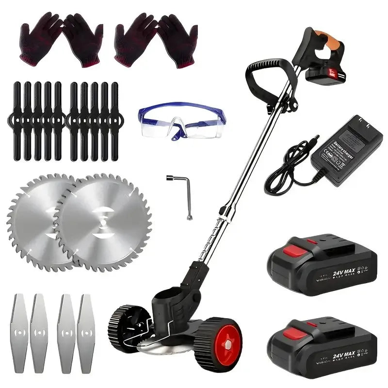 Portable Cordless Electric Lawn Mower Weeder With Lithium Batteries And 3 Blades