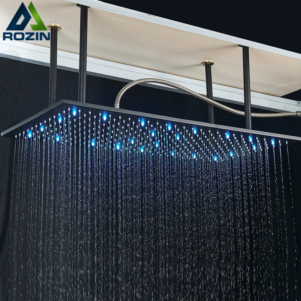 Rozin LED Rainfall Shower Head Ceiling Mounted With Arm