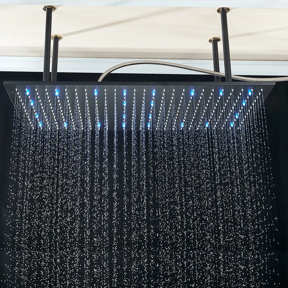 Rozin LED Rainfall Shower Head Ceiling Mounted With Arm