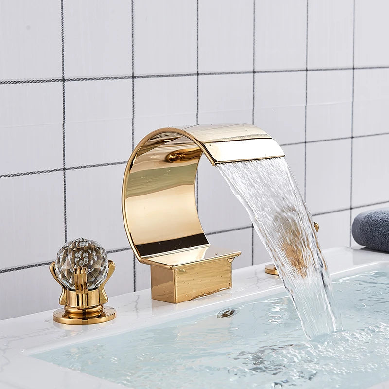 Wanmivezlo Brass Deck Mount Widespread Basin Faucet Dual Handle