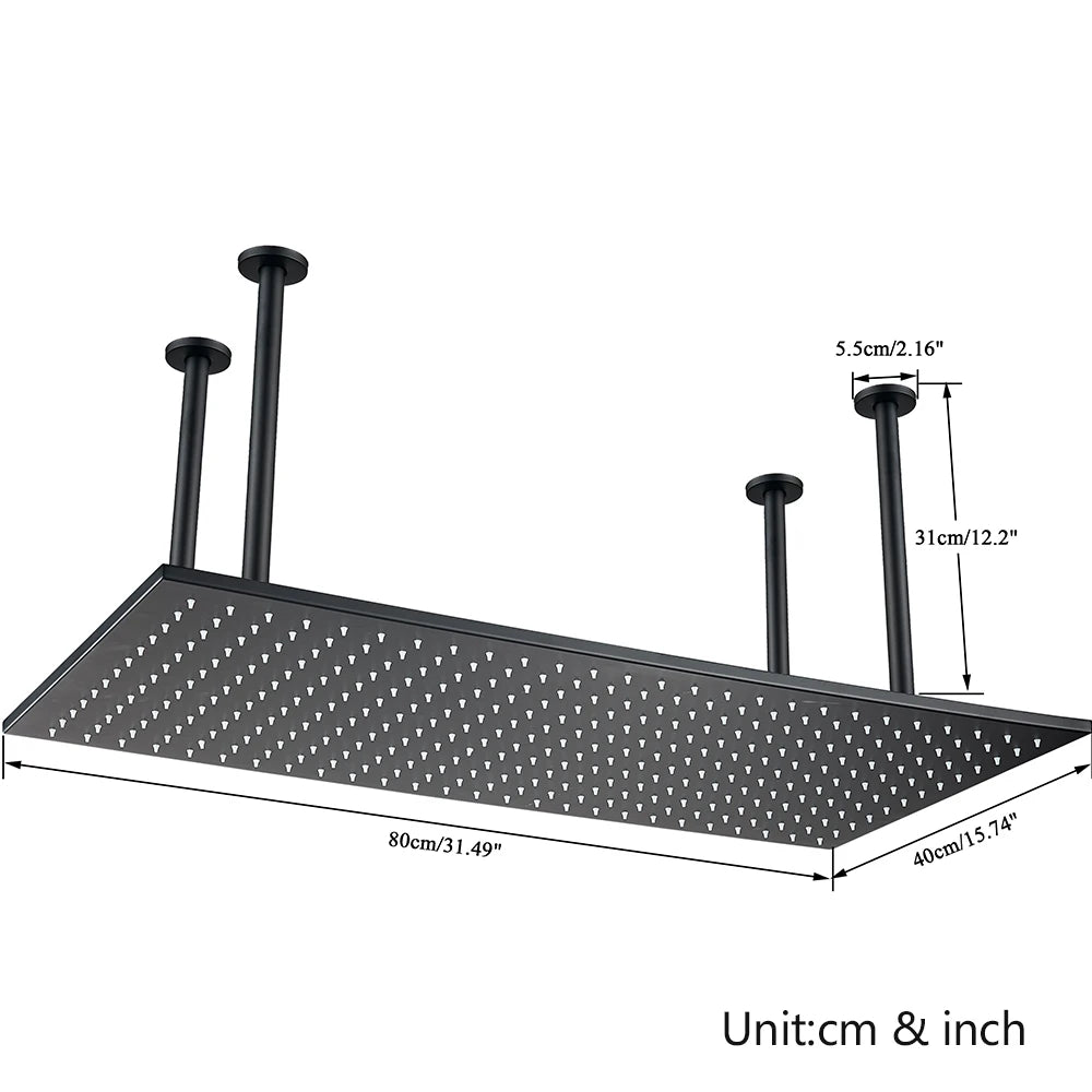 Rozin LED Rainfall Shower Head Ceiling Mounted With Arm
