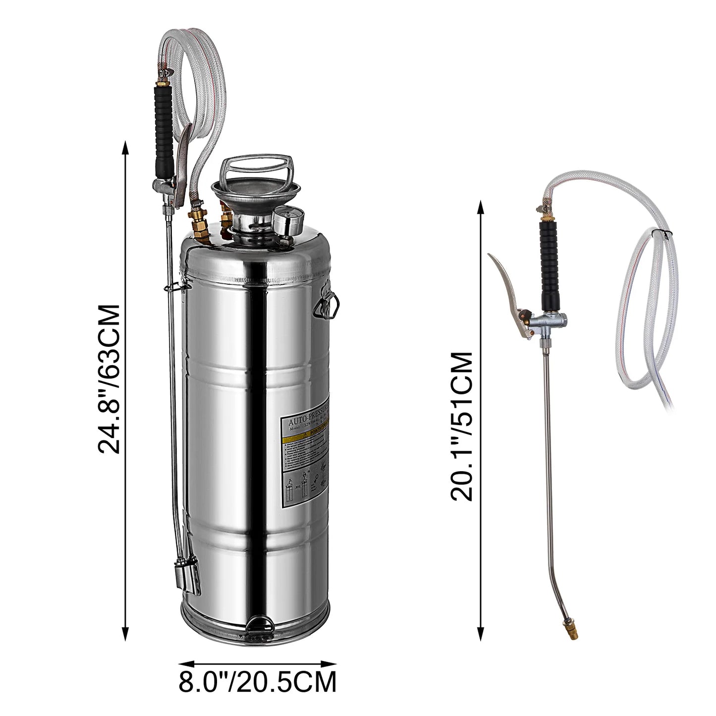 SucceBuy Hand Powered Stainless Steel Sprayer Garden Home Cleaning