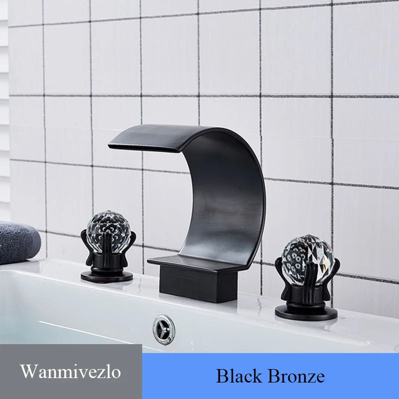 Wanmivezlo Brass Deck Mount Widespread Basin Faucet Dual Handle