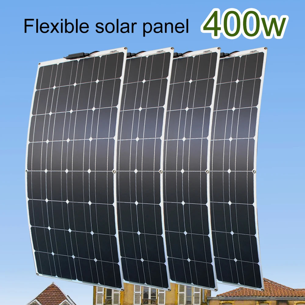 ASUNERGE 400W Flexible Monocrystalline Solar Panel Kit 12V Off Grid
