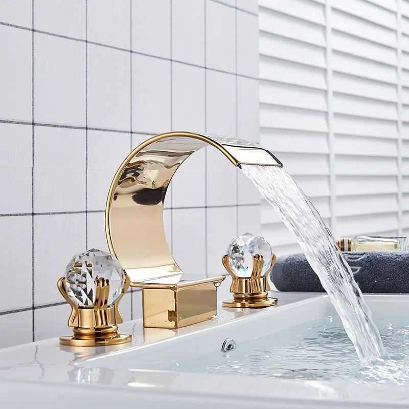 Wanmivezlo Brass Deck Mount Widespread Basin Faucet Dual Handle