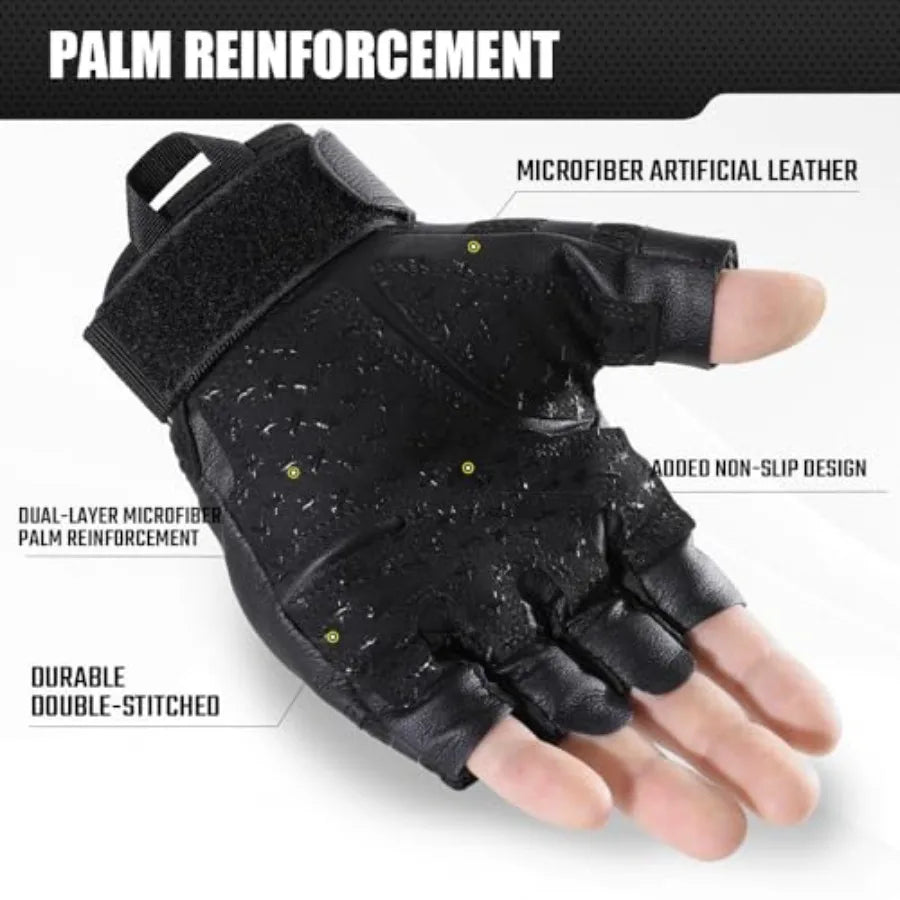 Fingerless Tactical Gloves For Men Airsoft Motorcycle Cycling Outdoor