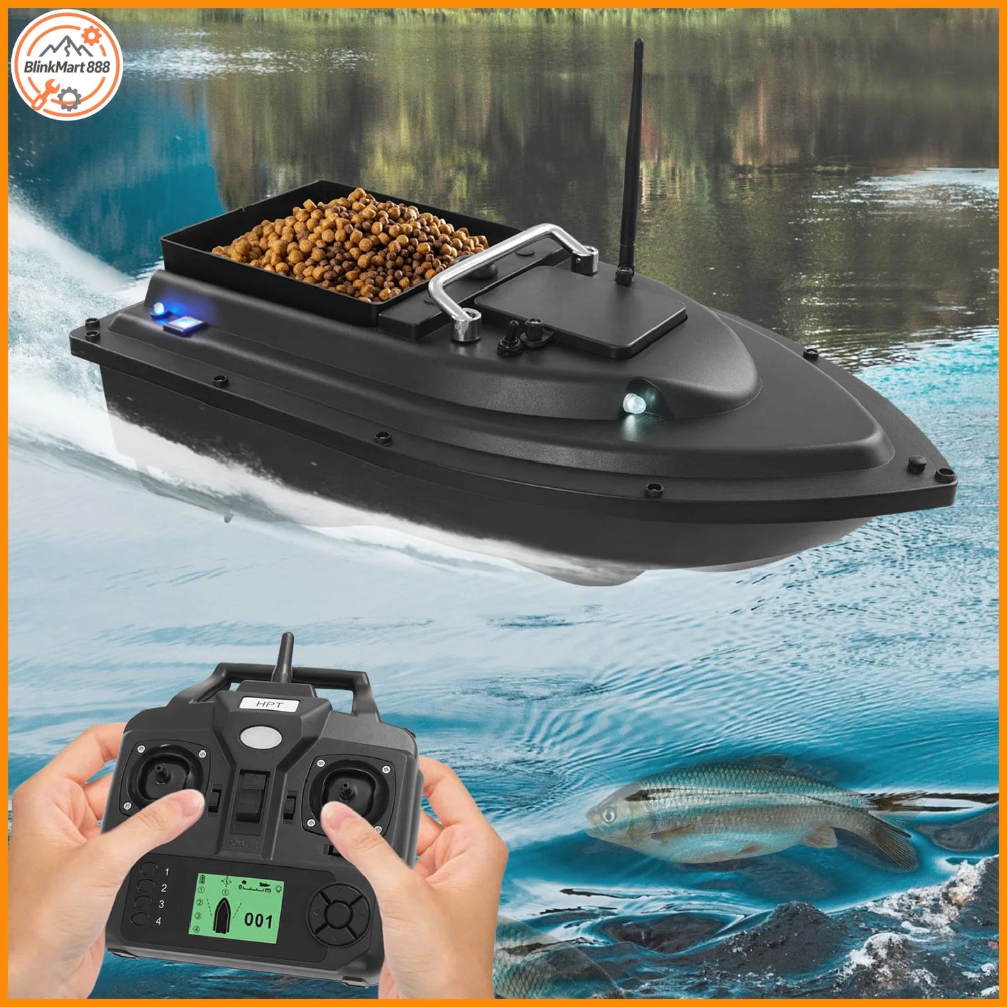GPS Fishing Bait Boat With Rechargeable Batteries Night Remote Control