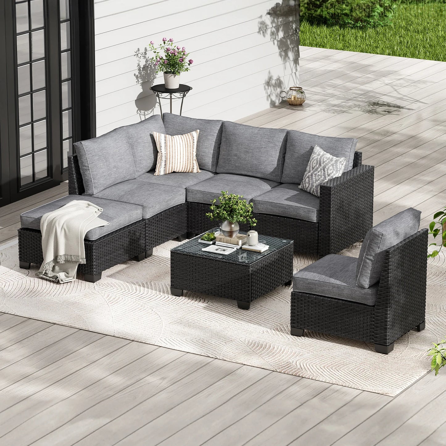 Farini Patio Sectional Sofa Set Outdoor Furniture Weatherproof
