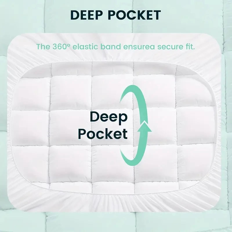 HGETVE Extra Thick Mattress Cover Topper 1000Gsm Fitted Deep Pocket