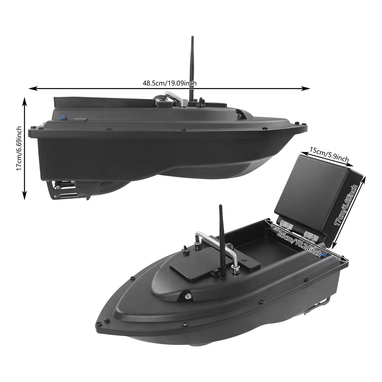 GPS Fishing Bait Boat With Rechargeable Batteries Night Remote Control