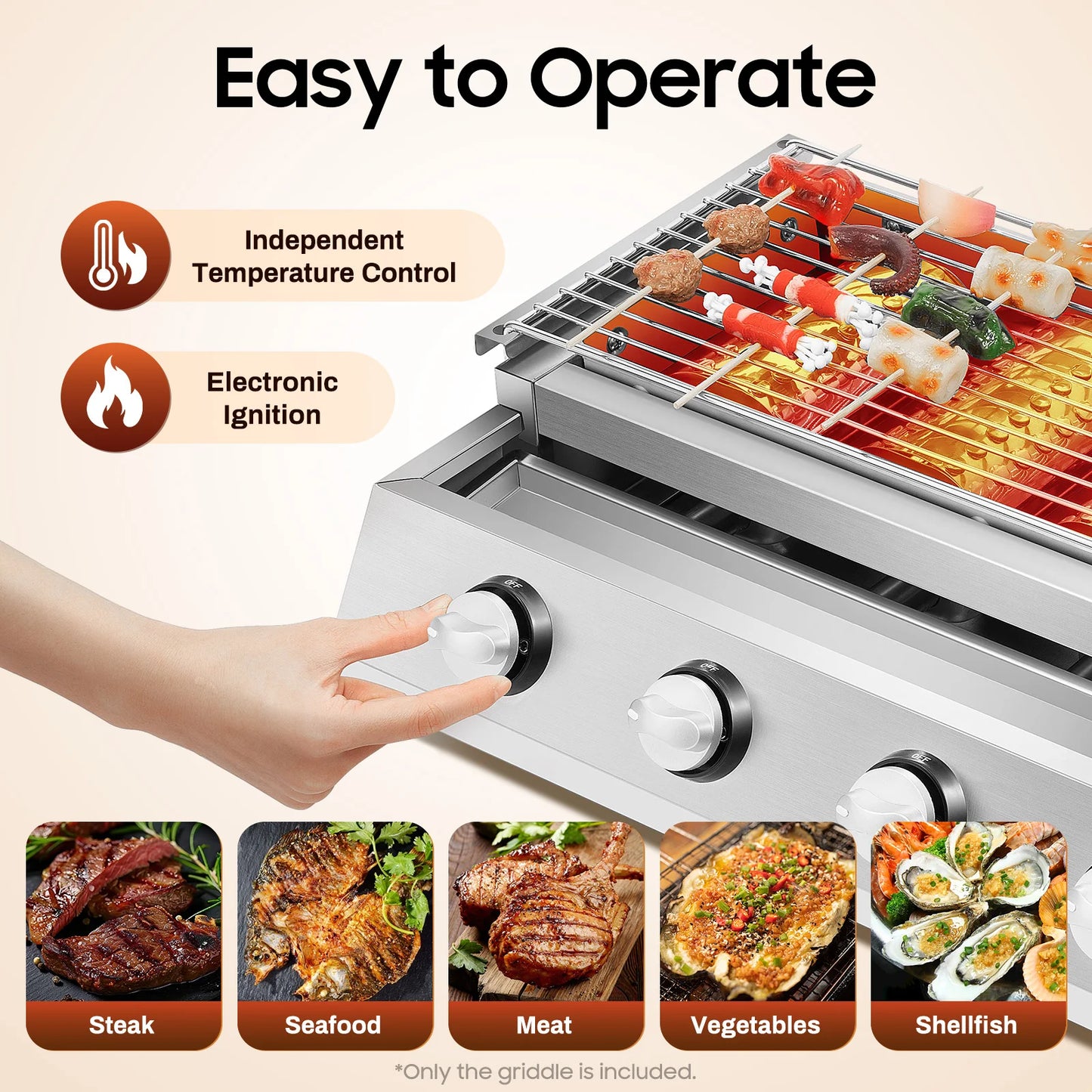 Portable 4 Burners Propane Barbecue Grill Removable Smokeless Outdoor Patio