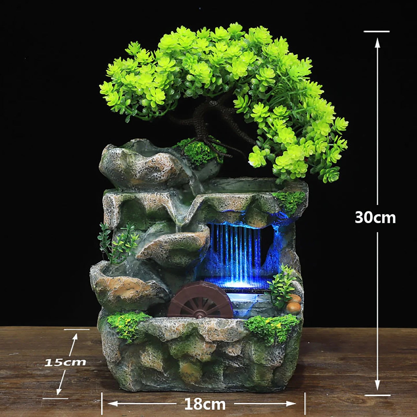 Indoor Water Fountain With LED Lights Zen Desktop Tabletop Decor