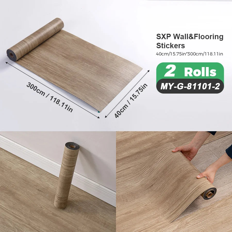 Self Adhesive Wall And Floor Sticker Wood Grain Marble Design 2 Rolls