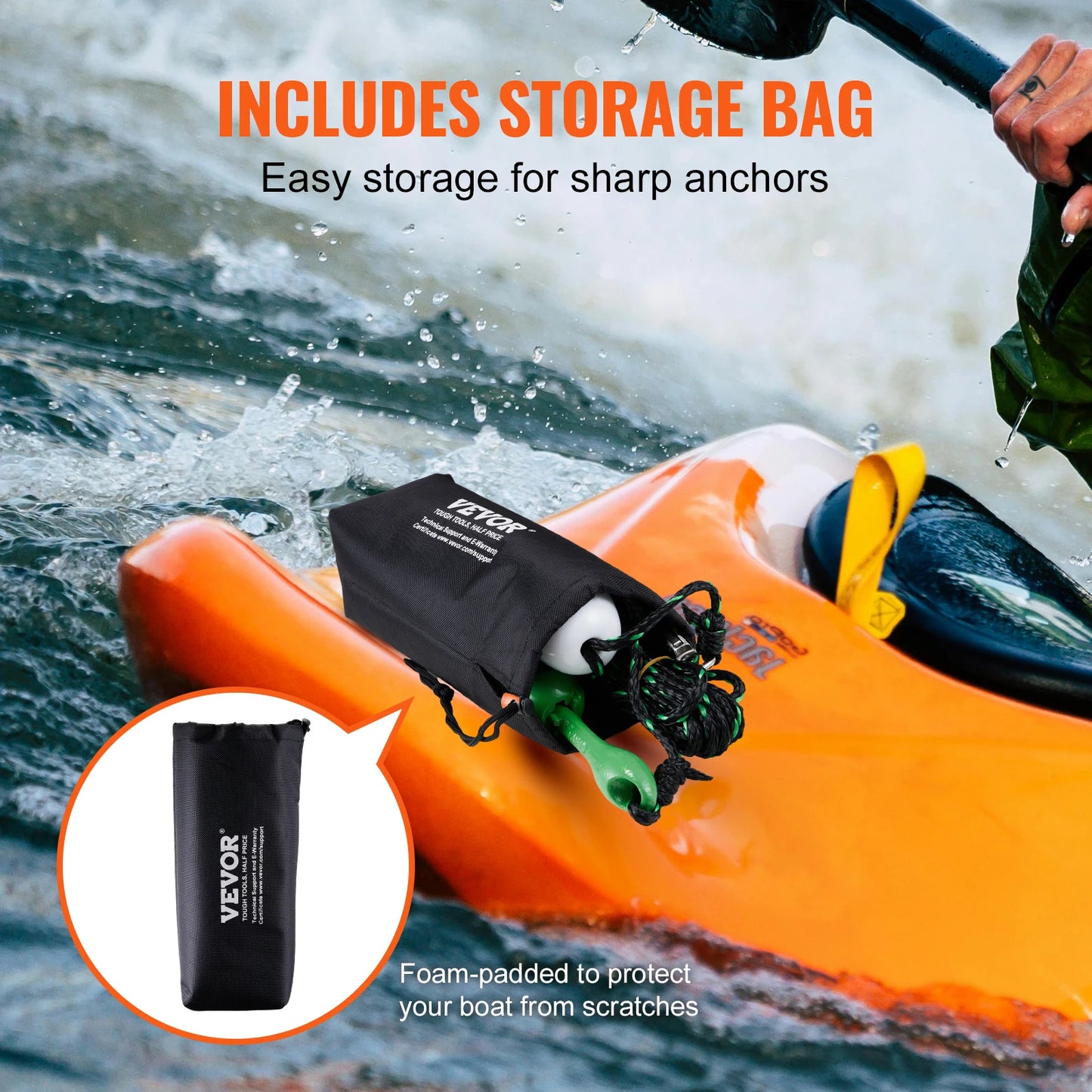 SucceBuy Kayak Anchor Kit With 26.2 Feet Rope And Bag