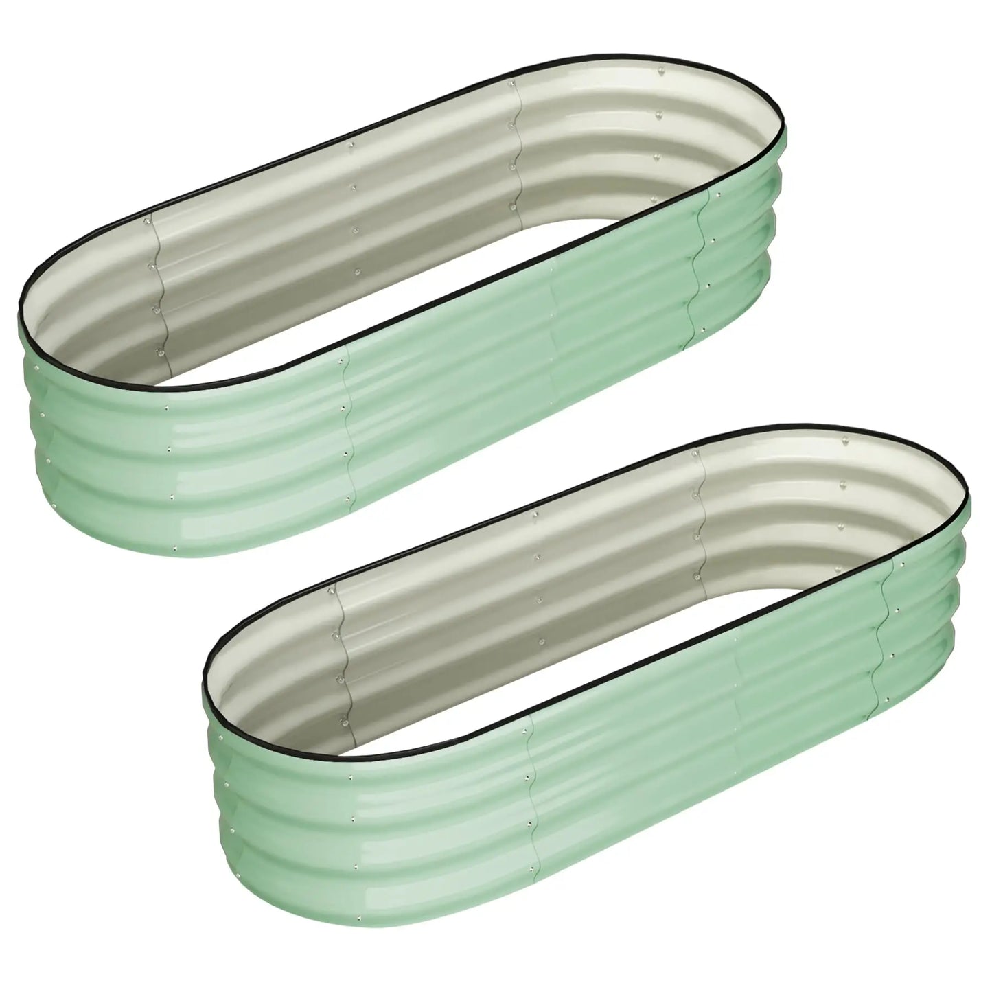 HiMISS Oval Raised Garden Bed Galvanized Planter Box Open Bottom