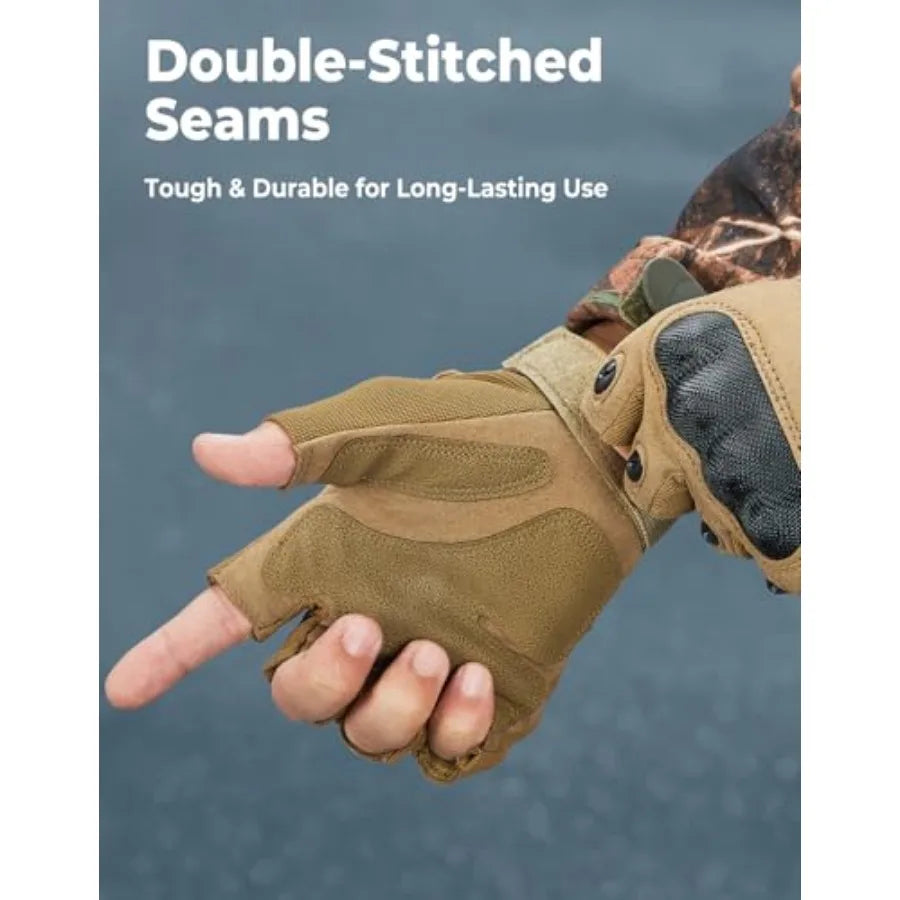 Fingerless Tactical Gloves For Men Outdoor Work Motorcycle Cycling Hiking
