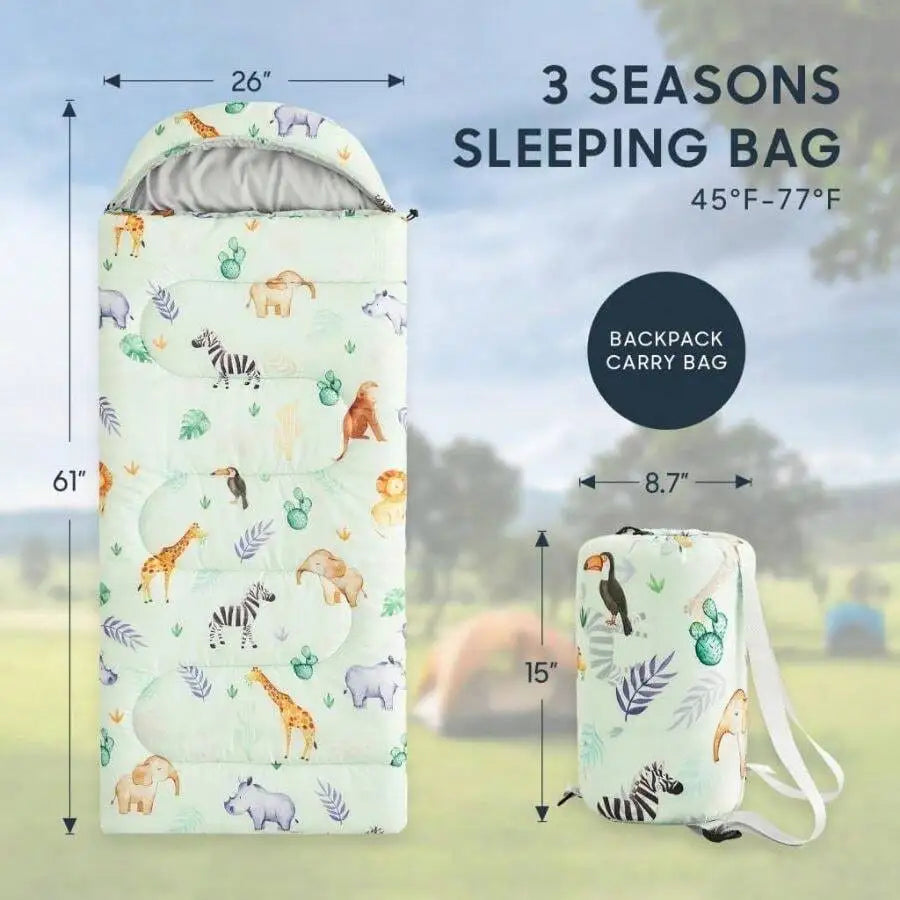 Portable Lightweight Sleeping Bag With Backpack Straps Three Season Camping