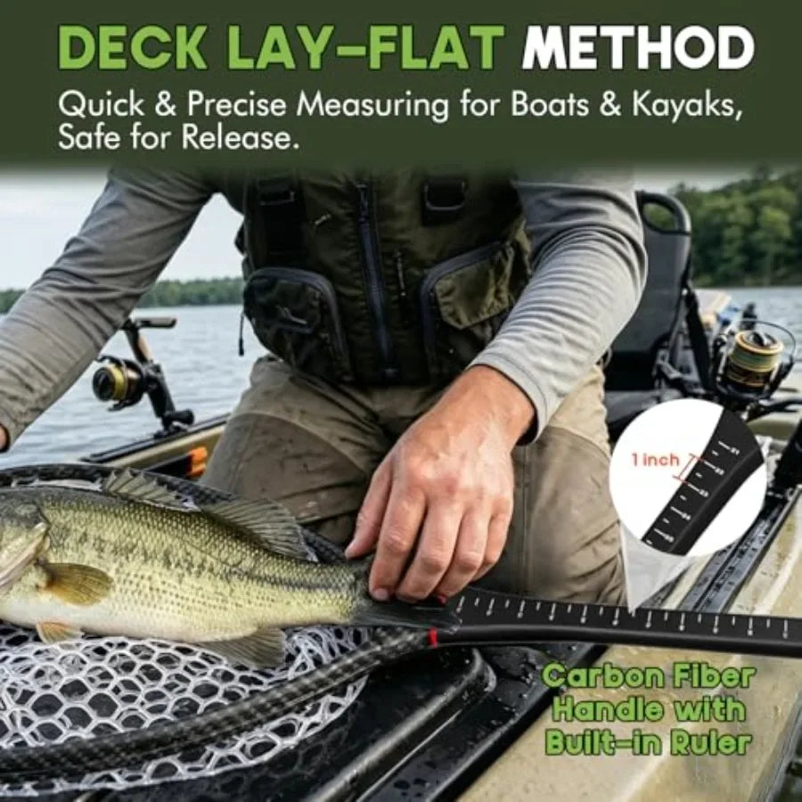 Fly Fishing Landing Net For Trout With Carbon Fiber Frame And Soft Rubber Mesh