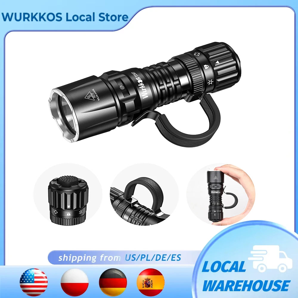Wurkkos TD07 1300LM Tactical Flashlight With Long Throw Beam