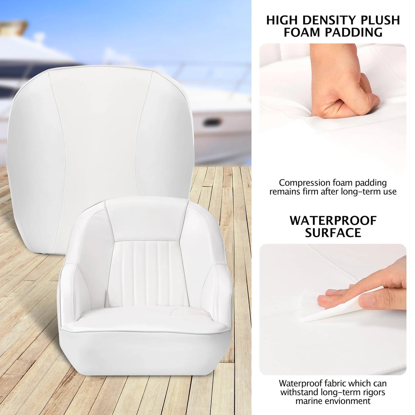 HiMISS Captain Bucket Seat Boat High Back PVC Leather Pedestal