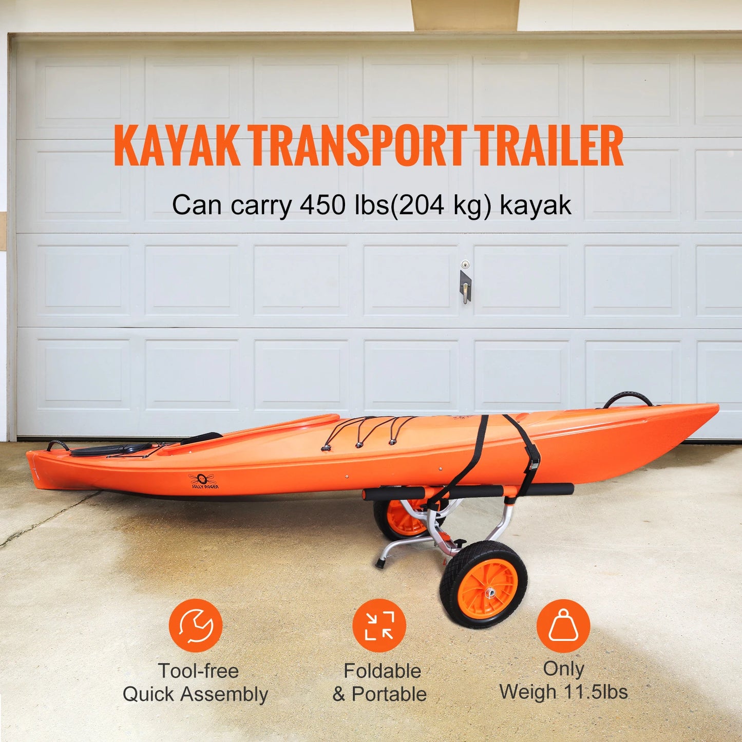 SucceBuy Kayak Cart 450lb Load Capacity With 12 In Tires