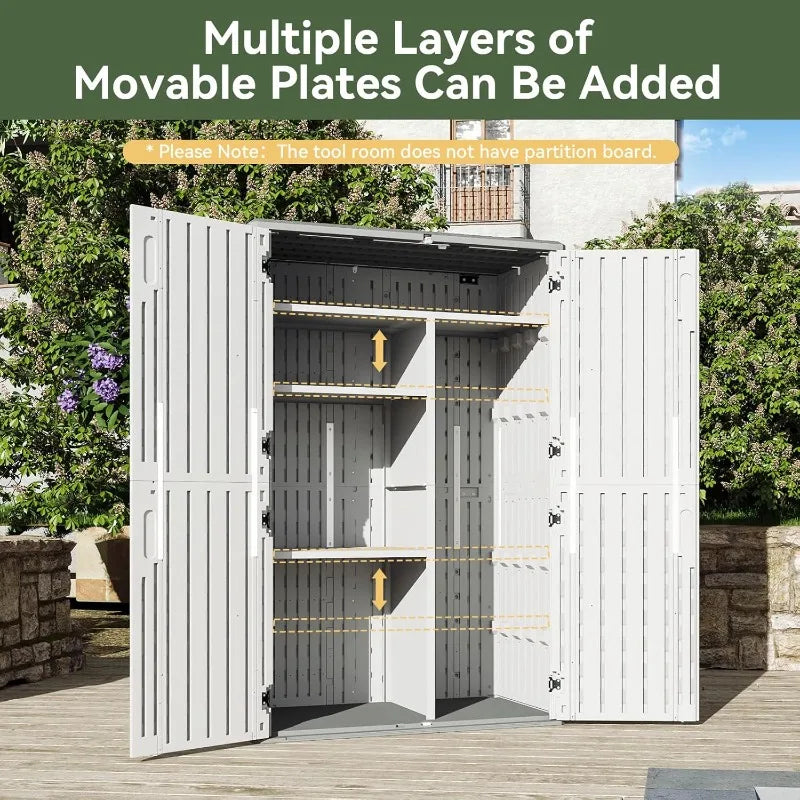 Outdoor Storage Shed With Floor Waterproof Cabinet