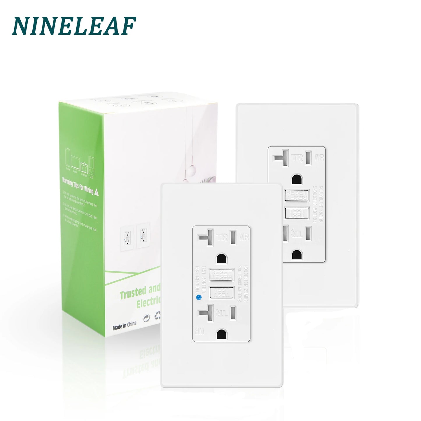 NineLeaf Weather Resistant GFCI Outdoor Wall Outlet With Led Indicator