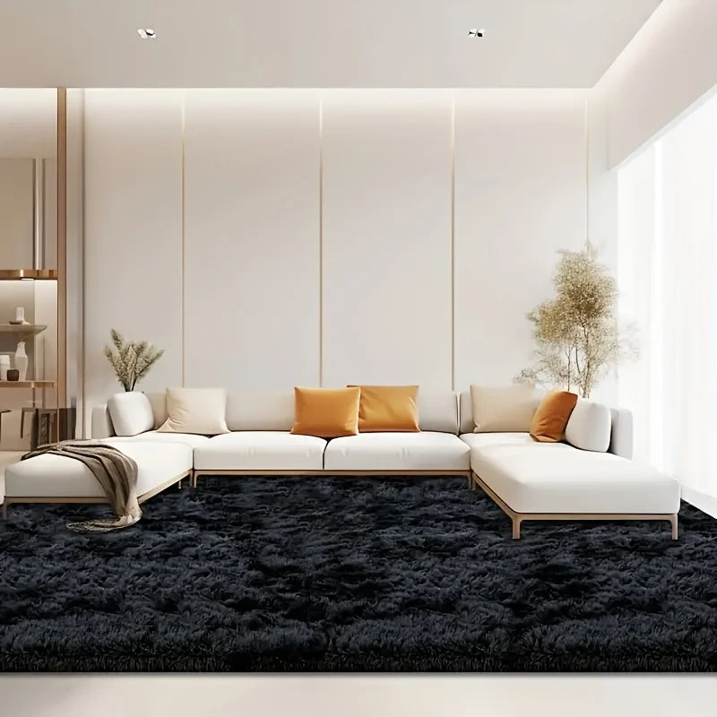 Fluffy Plush Area Rug With Geometric Pattern For Living Room