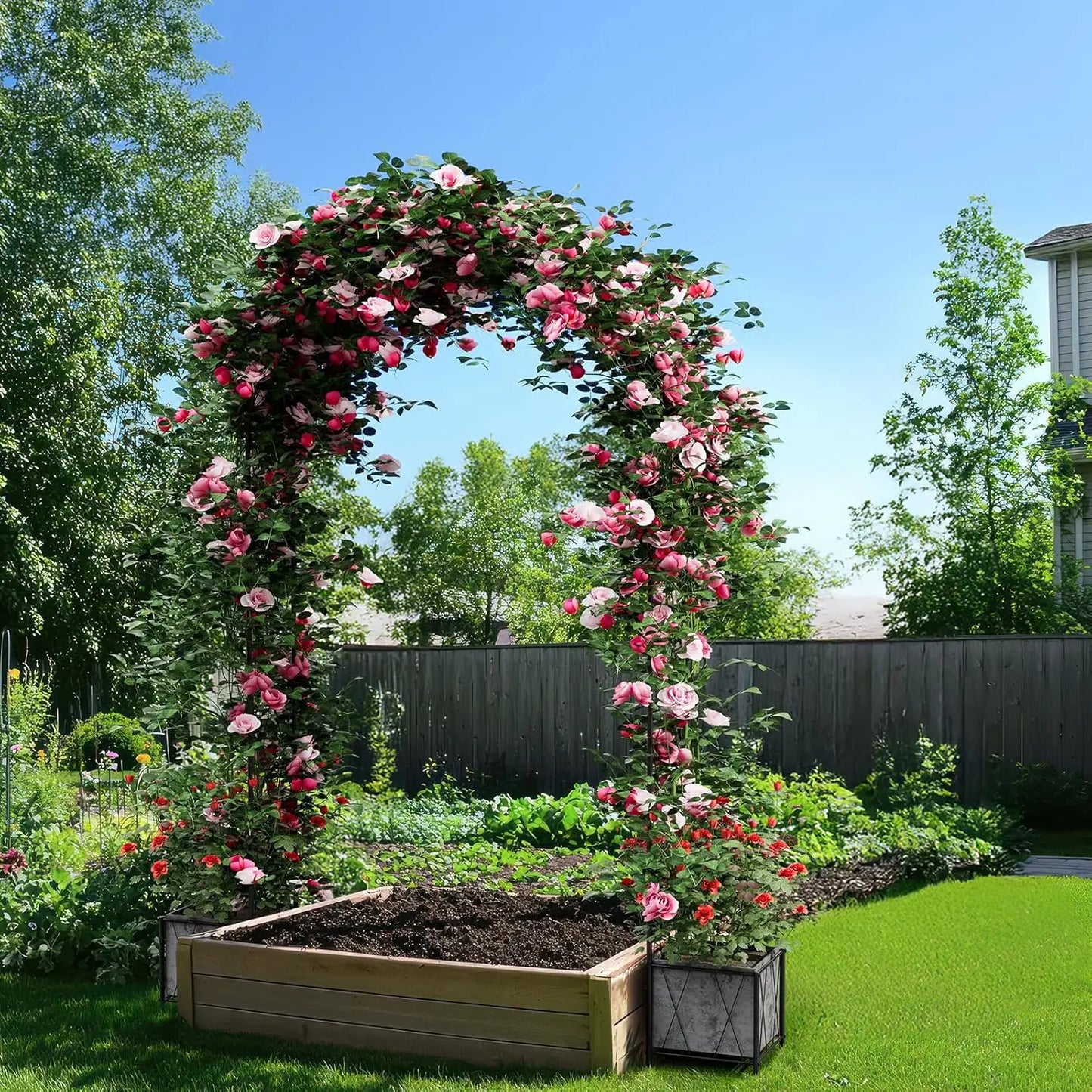 Wicker Arch Trellis With Planter Box On Wheels Garden Arbor