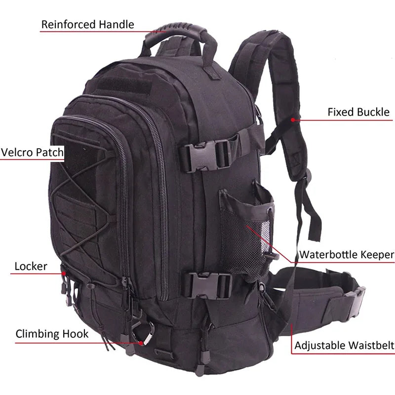 LQARMY Military Tactical Backpack MOLLE Rucksack For Outdoors