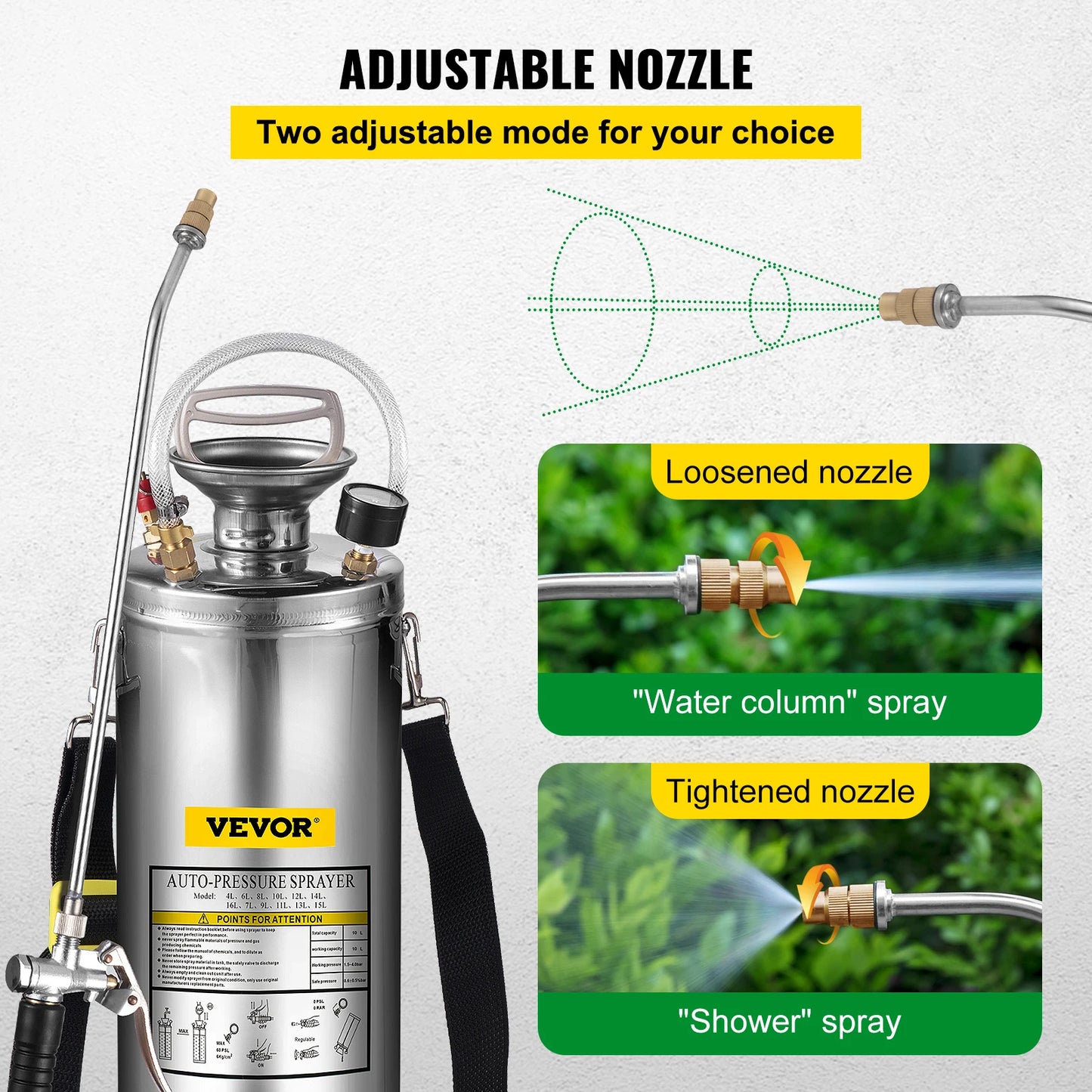 SucceBuy Hand Powered Stainless Steel Sprayer Garden Home Cleaning