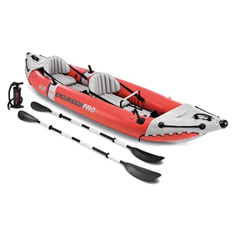 Excursion Pro K2 Inflatable Kayak Set Featuring Adjustable PVC Seats