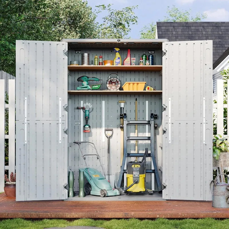 Outdoor Storage Shed With Floor Waterproof Cabinet